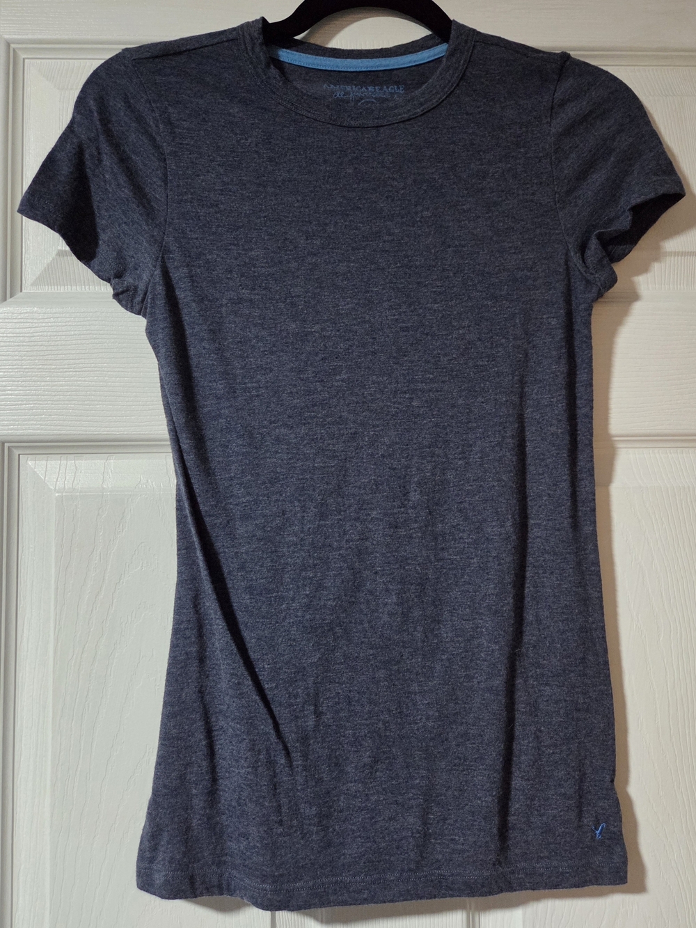 American Eagle Outfitters Women's Crewneck Tee in Blue/Grey